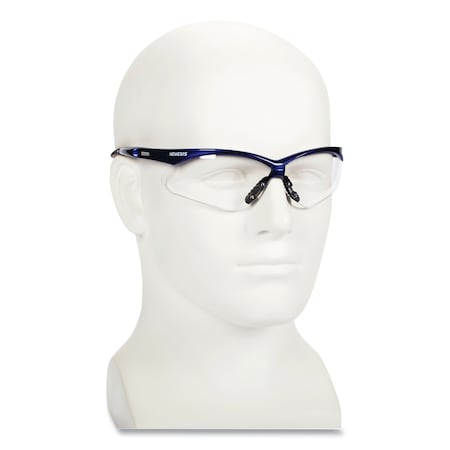 Nemesis Safety Glasses, Metallic Blue Frame, Clear Anti-Fog Lens, 12PK